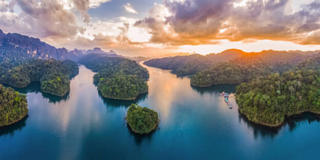 Sunset at Cheow Lan Lake, Thailand
