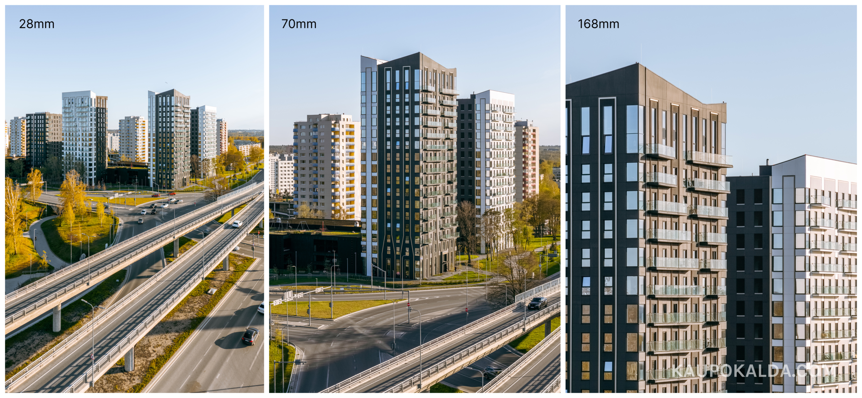 Dji Mavic 4 pro lens comparison (28mm 2:3, 70 & 168mm 3:4)